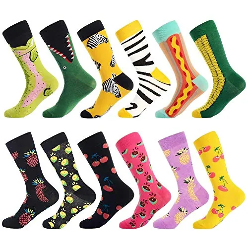 BONANGEL Calcetines Funky para Hombre, Calcetines Navideños Hombre 39-46 | Divertidos y Coloridos Calcetines de Vestir de Algodón Loco, Regalo para Hombres Papá Novio 39-42 43-46