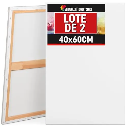 Zenacolor - Set de 2 Lienzos para Pintar 40x60cm - 100% Algodón sin Ácidos