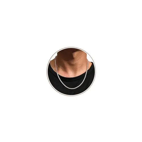 YADOCA Cadena de Plata Hombre, Collar de Cadena de 3/5 mm de Grosor para Hombres Collar Hipoalergénico Joyas para Hombres con Caja de Regalo