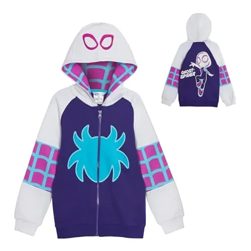 Sudadera con capucha para niños de Spidey y sus increíbles amigos, sudadera con cremallera, Miles Morales Ghost Spider o Spidey, 5-6 años