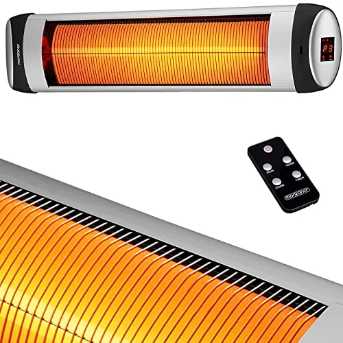 MONZANA® Calefactor por Infrarrojos Exterior Terraza 2500W 3 Temperaturas Estufa Mando a Distancia Temporizador