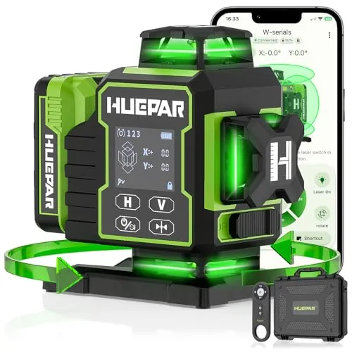Huepar Nivel Láser Autonivelante 4×360°con Bluetooth Actualizado-W04CG