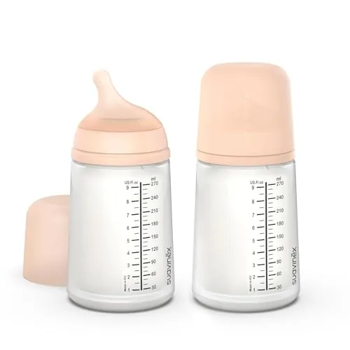 Suavinex, Pack 2 Biberón Anticólico Zero Zero 270 ml con Tetina de Flujo Medio (M) de Silicona, Bebés +3 Meses, para Leche Materna, de Fórmula y Líquidos Densidad Media, Compatible Lactancia, Fair