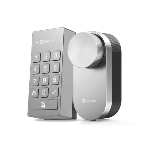 EZVIZ DL01 Pro Cerradura Inteligente con Teclado Multifunctional,Cerradura Electrónica de Puerta con Instalación DIY,Acceso sin Llave por App/Tarjetas/Códigos,Timbre Incorporado,Modo de Privacidad