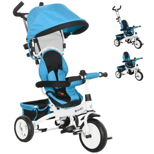 HOMCOM Triciclo Evolutivo para Bebés 1-5 Años 6 en 1 95x50x106 cm Azul