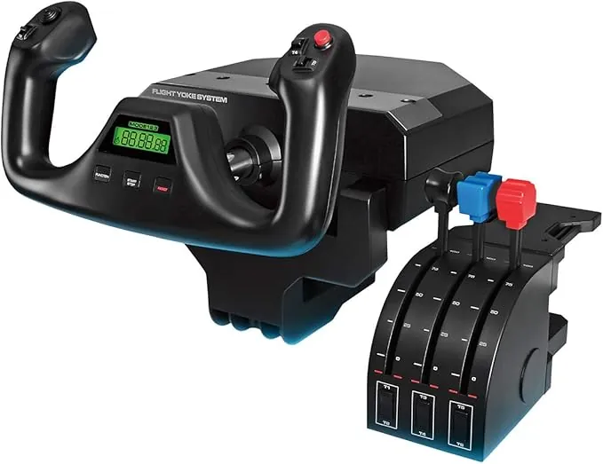 Logitech G Saitek Pro Flight Yoke Palanca de Mandos y Cuadrante de Aceleración para Simulación de Vuelo, Eje de Acero Auténtica y Precisa, 3 Modos, 75 Controles Programables, USB, Color Negro