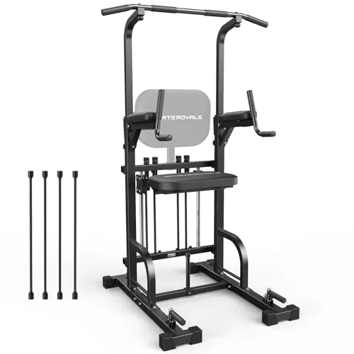Sportsroyals Power Tower, Estación de Paralelas, Barra para Dominadas para el Equipo de Entrenamiento de Fuerza en el Gimnasio en Casa, 204 kg (BLACK)