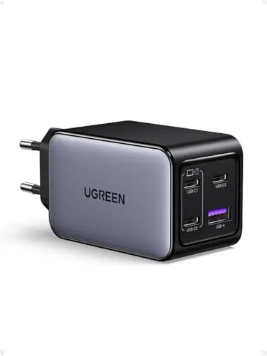 UGREEN Nexode 65W Cargador 3 USB C y 1 A Adaptador de Corriente GaNInfinity