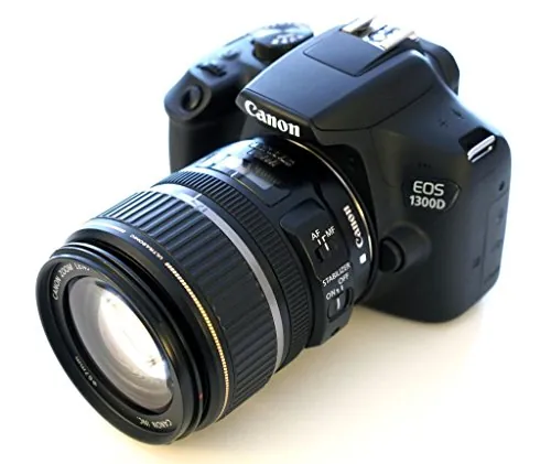 Canon EOS 1300D (versión importada) - Cámara réflex de 18 Mp (pantalla de 3", Full HD, 18-55 mm, f/3.5-5.6, NFC, WiFi), color negro - Kit con objetivo EF-S 18-55 mm DC III