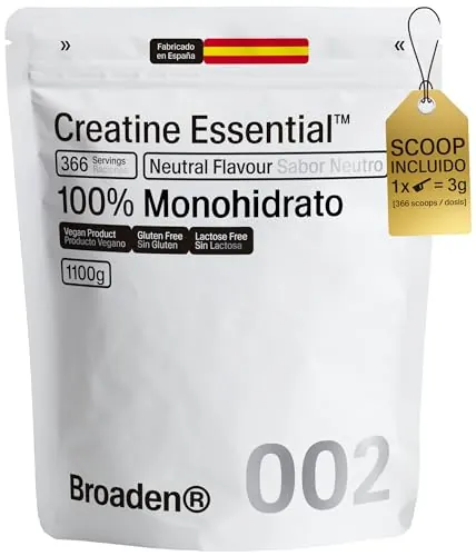 1,1Kg Creatina Monohidrata en Polvo Sin Sabor con 366 Dosis | 100% Creatina Micronizada | Incluye Dosificador | Sin Añadidos | Sin OMG, Vegano, Sin Gluten. (1,1 Kilos, Sin sabor)