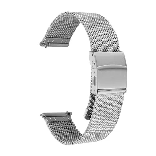 Hearkent Correa de reloj de malla metálica para mujer, liberación rápida, correa de reloj de acero inoxidable, correa de reloj de repuesto para mujer, oro/plata/oro rosa-18 mm, ajustable