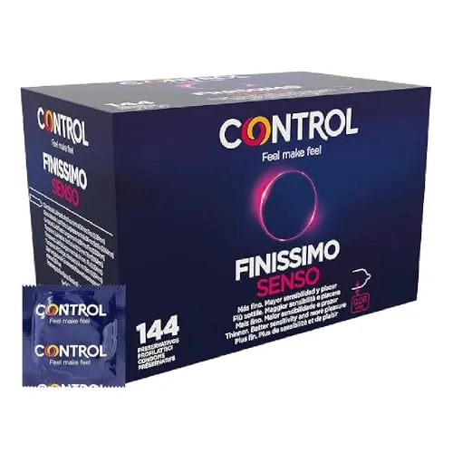 Control Finissimo Senso Preservativos - Caja de condones muy finos para mayor sensibilidad, 144 unidades, Gama placer natural, lubricados, óptima adaptabilidad