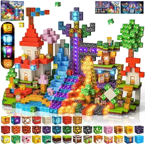 Bloques Magneticos Construccion Niños 100 Piezas 2CM 3+ Magneticas, Juego Magnetic Blocks Tiles Construcción, Juguetes Montessori para Niños 4 5 6 7 8 9 10 11 12 Regalos de Cumpleaños para Niñas