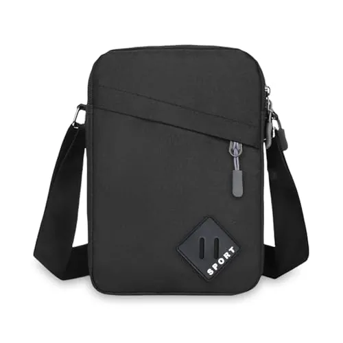 Aucuu Bolso de Hombro, Bolso Bandolera Para Hombre, Bolso de Mensajero Impermeable con Correa Ajustable y Múltiples Bolsillos, Bolso Cruzado para Trabajo, Compras, Escuela, Viajes, Uso Diario, Gris