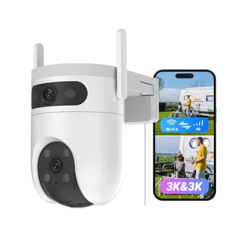 EZVIZ H9c 4G/WiFi Cámara de Vigilancia Exterior, 3K + 3K, Doble Lente, Detección IA Humano/Vehículo, Seguimiento Automático, Visión Nocturna en Color 40m, Ideal Fincas y Obras