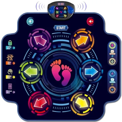 maysida Alfombra de Baile para Niños - Alfombrilla de Baile Electrónica con 6 Botones Luminosos y Bluetooth Inalámbrico, Regalos de Cumpleaños Juguetes para Niñas Niños
