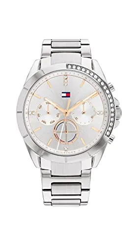 Tommy Hilfiger Reloj Analógico de Cuarzo Multifunción para Mujer con Correa de Acero Inoxidable Plateada - 1782384