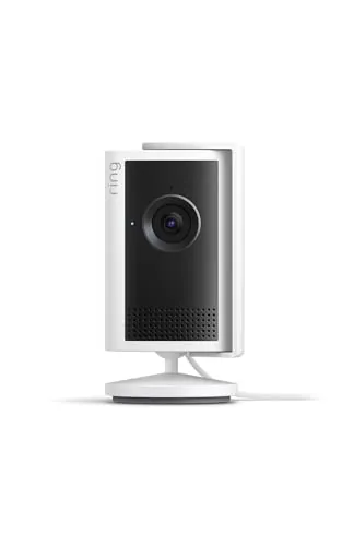 Ring Cámara interior Plus (Indoor Camera Plus, última generación), Cámara de seguridad, enchufe, Retinal 2K, cubierta manual del objetivo, Prueba gratuita de 30 días del plan de suscripción Ring