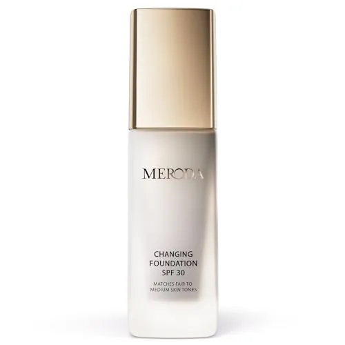 MERODA® Base de maquillaje que cambia de color SPF 30 [Piel clara a media] - Maquillaje líquido para piel madura - Color de larga duración para el rostro