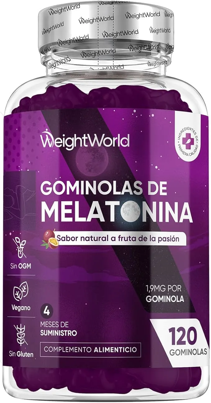 Melatonina Gominolas 120 Unidades Con Vitamina B6 y Sabor Natural a Fruta de la Pasión - Gummies para 4 Meses, Melatonina Contribuye a Reducir el Tiempo para Conciliar el Sueño, Veganas y Sin Gluten