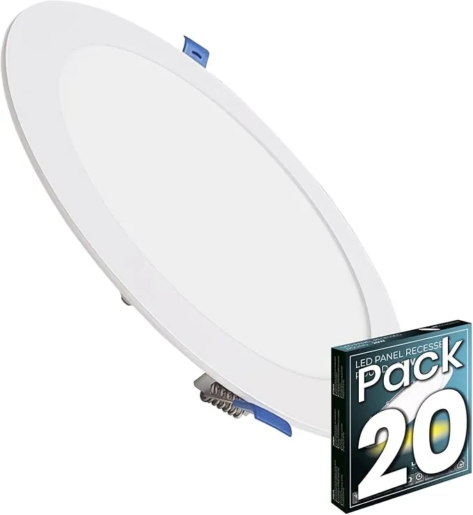 LED ATOMANT Pack 20x Downlight LED Panel Extraplano Redondo 220mm 20W, 1800 lumenes, Color Luz Neutra (4500K), Corte estandar 200mm, Driver incluido