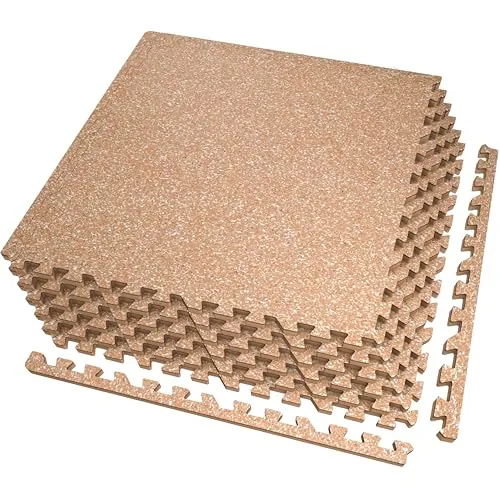 AIRHOP 6 pzs 60x60x1,4cm Suelo Gimnasio para Equipo Pesado, Goma Robusta, Gruesa y Antideslizante, Puzzle Gym Floor para Gimnasio, Casa y Entrenamiento, 2,16 m², Madera Vetada