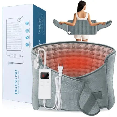 Manta Eléctrica, 125x31cm Almohadilla Térmica Eléctrica Calentamiento | Manta Térmica Eléctrica con 4 Temporizadores, 6 Niveles de Calentamiento, Almohadilla Eléctrica para Lumbar,Abdomen y Espalda