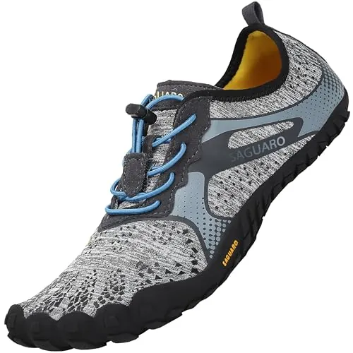 SAGUARO Mujer Hombre Barefoot Zapatillas Minimalistas Zapatillas de Trail Running Antideslizante Calzado Barefoot para Fitness Trekking Gym Nuevo Gris,Gr.41