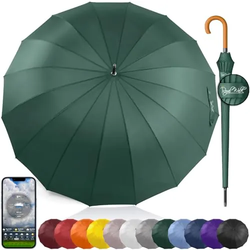 Royal Walk Paraguas Grande XXL Antiviento para Hombre y Mujer Automático Abierto Para 2 Personas de 54 Pulgadas Paraguas Resistente al Viento de Golf Originale Impermeable 16 Varillas 120cm