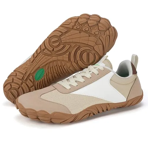 SAGUARO Zapatillas Barefoot Mujer Ligera Zapatos Minimalistas Hombre Transpirable Sneakers Barefoot Antideslizante Calzado Descalzos Interior Exterior, Caqui, 41