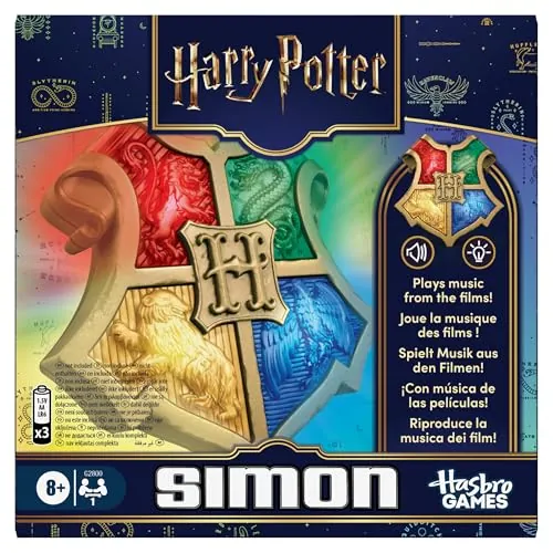 Juego Simon Edición Harry Potter - Juego electrónico portátil de Memoria para niños y niñas - Temática de Hogwarts - Luces y Sonidos - con Licencia Oficial - 1 o más Jugadores - A Partir de 8 años