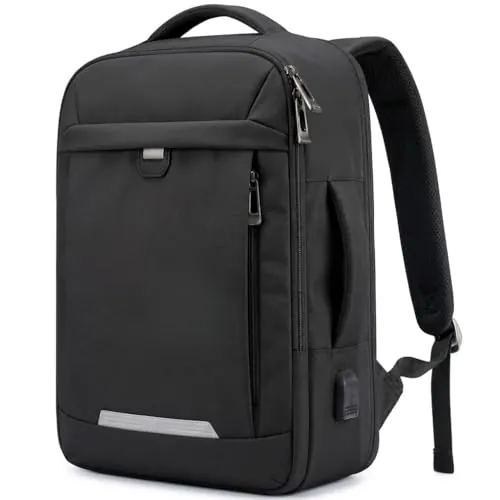 EDIESI, Mochila Viaje Cabina Avion 40x30x20, Equipaje de Mano Expandible Repelente al Agua con USB, Compartimento para Portátil 15,6”, Bolsa Compacta para Vuelos (Negro)