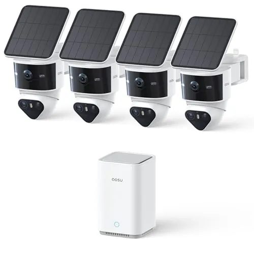 aosu T2 Pro 3K Cámara de Seguridad Exterior Solar inalámbrica Kit 4 Cámaras