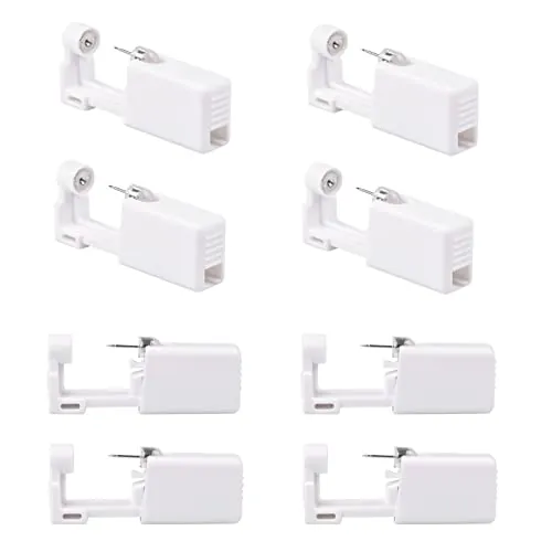 Tpubmity 8 Paquetes Pistolas Desechables para Piercing de Oreja, Blanco Kit de Pistolas de Perforación sin Dolor,Portátil Juego de Herramientas de Pistola de Perforación para Niñas,Mujeres,Hombres, M
