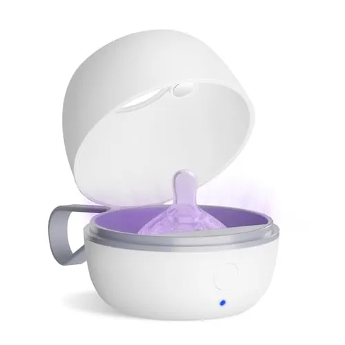 MOMMED Esterilizador de Chupetes Portátil, caja de Esterilización UV, Esterilizador Electrico, Esterilización del 99,99% en 3 minutos, batería de 180 minutos de duración, recargable Tipo-C