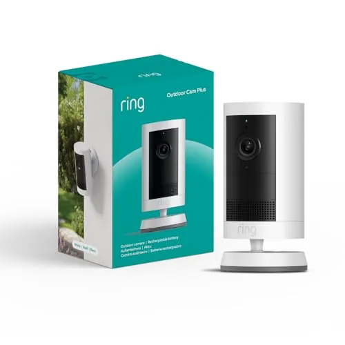 Ring | Cámara exterior Plus con batería (Outdoor Camera Plus última generación) | Vídeo 2K de gran angular | Cámara inalámbrica exterior | Prueba gratuita de 30 días del plan de suscripción Ring