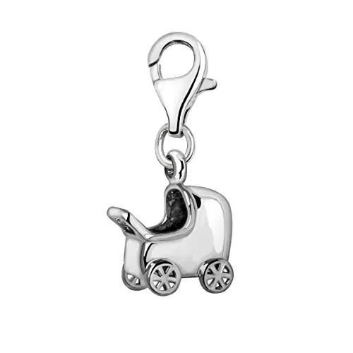 Quiges Charm con Cierre Plateado 3D Buggy del Bebé Abalorios Joyería de Mujer