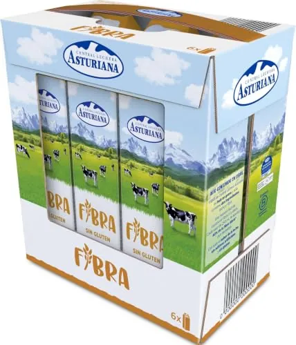 Central Lechera Asturiana Leche Fibra Semidesnatada UHT Brik Pack 6 x 1L