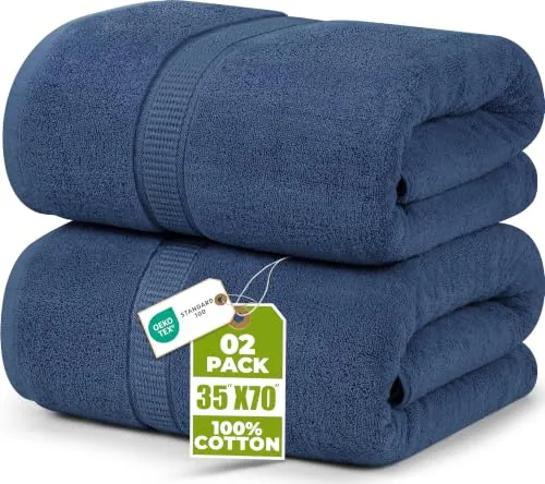 Utopia Towels - Pack de 2 Toallas de Baño Grandes (90 x 180 cm) - (Azul Marino)