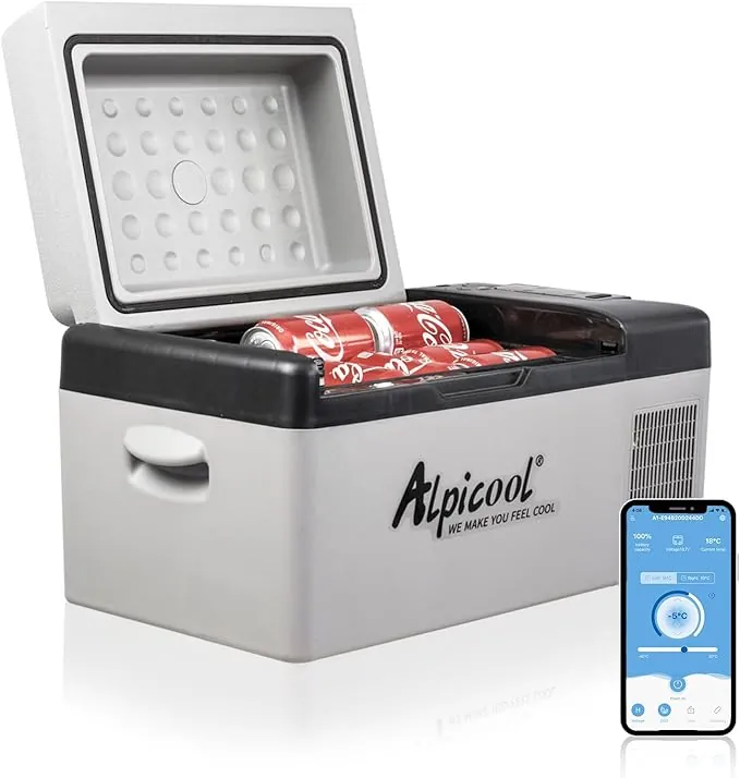 Alpicool C20 20 litros Eléctrica Nevera de Coche portátil Frigoríficos mini Refrigerador de Coche 12/24V CC congelador del automóvil para Hogar Aire Libre Camping, Viajes