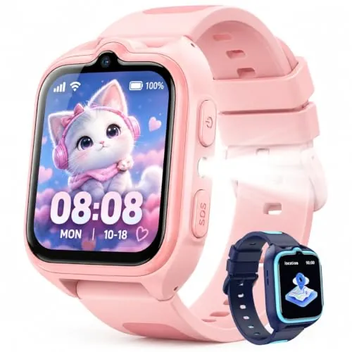 2026 GPS Reloj Inteligente Niño, 1,75" 4G Videollamadas Smartwatch Niños, SOS, Posicionamiento preciso, IP68, Control Parental, Modo Clase, LED Linterna, 800mAh, reloj inteligente para niños 3-15 Años