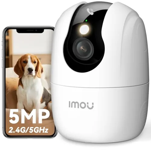 Imou 2.4/5GHz Cámara Vigilancia Interior, 5MP Cámara IP WiFi para Visión Nocturna en Color 360°, Audio Bidireccional, Detección de Bebés/Mascotas,Modo Privacidad, Compatible con Alexa, Ranger 2C Pro