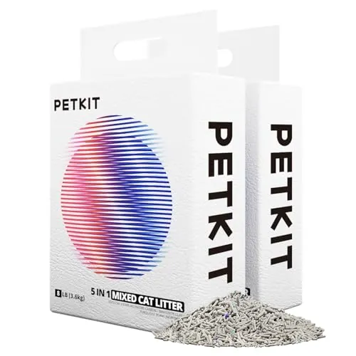 PETKIT Arena Mixta para Gatos 5 en 1, Enjuagable, Sin Olores, con Carbón Activado, Ultra Absorbente y de Secado Rápido(Dos Bolsas)