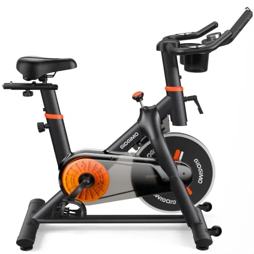 GIDGIMO Bicicleta Estática para Casa, 100 Niveles de Resistencia Magnética 4500 GS, Bicicleta de Spinning Indoor con Bluetooth Compatible con Kinomap y Zwift, Pantalla y Sensor de Pulso, hasta 150 kg
