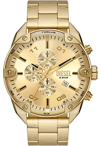 Diesel reloj Spiked para hombre, movimiento cronógrafo de cuarzo con correa de acero inoxidable, Tono Oro