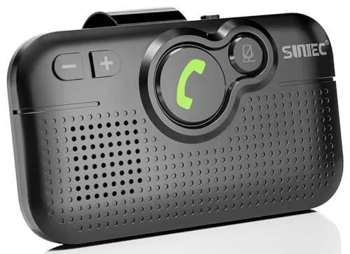 SUNITEC Manos Libres Coche Bluetooth, Encendido Automático, Compatibilidad con Siri Assistant, GuíA por Voz, Kit de Altavoz Inalámbricos para Llamadas con Clip para Visera - BC980SA
