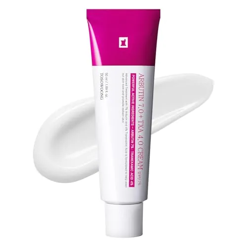 TOSOWOONG Arbutin 7% + Tranexamic Acid 4% Crema, 70.000 ppm de Arbutina, 40.000 ppm de Ácido Tranexámico, Niacinamida y Glutatión, Cuidado Facial Coreano, 50ml, 1.69 fl. oz.