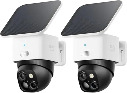 eufy by Anker SoloCam S340 3K Doble cámara vigilancia WiFi Exterior Solar | Vigilancia de 360°, Wi‑Fi 2,4 GHz, sin cuotas mensuales, compatible con HomeBase 3, 2 Pack