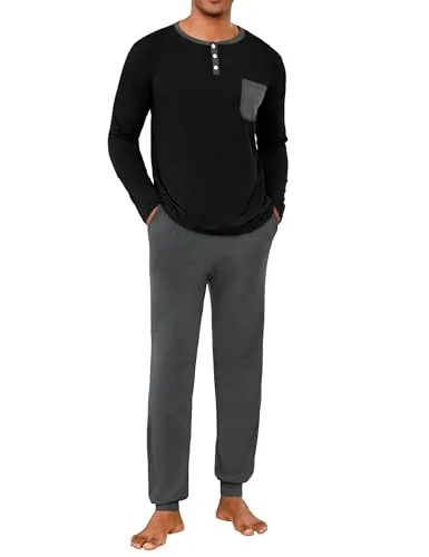 Uniexcosm Pijama Hombre Largo de algodón 2 Piezas Manga Larga