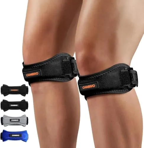 CAMBIVO Rodillera Adjustable x2, Cinta Rotuliana, Rodilleras Menisco y Ligamento con Correa para Tendón Rotuliano, Correr, Saltar, Gym, Alivio de la Tendinitis, Estabilización de la Articulación